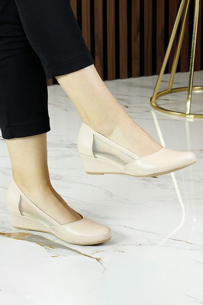 Erkan Saçmacı Evelyn Skin Mesh Wedge Heeled Shoes