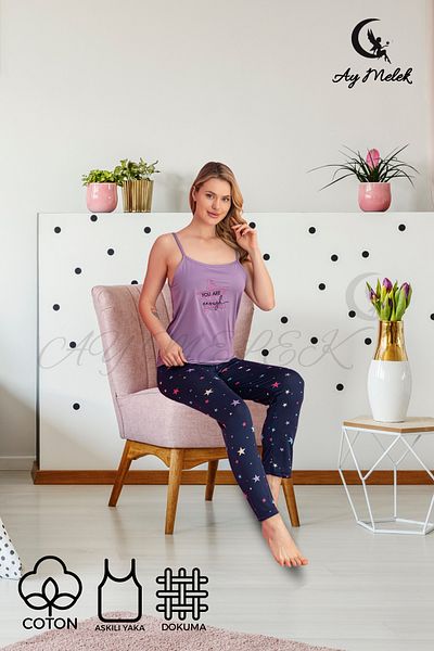 AYMELEK Women's Cotton Luxury Cami Pajama Set