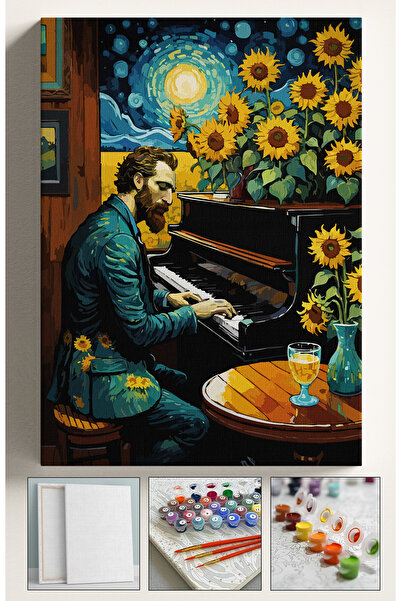 Corvo Sayılarla Boyama Tuval Seti Fırça Boya Dahil (Çıtalı) 40x50 CM - Vincen...