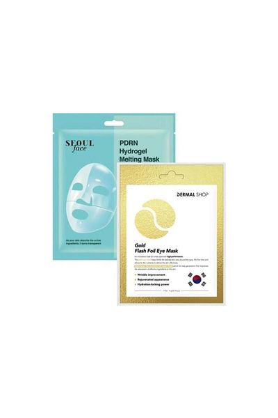 Dermal Pdrn Melting Mask Moisturizing Skin Repair Transparent Gel Mask 34 Gr and Eye Mask Gold 4 Gr.