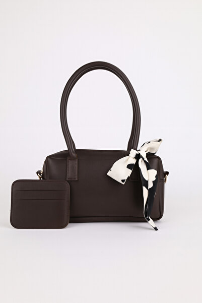 NOTHING Women's Brown Adjustable Strap Scarf and Card Holder Gift Hand and Shoulder Bag Mori