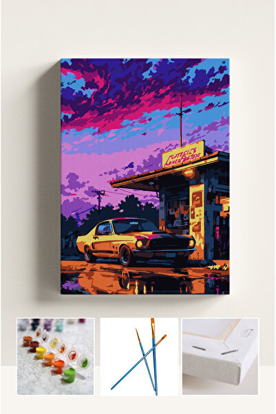 Corvo Sayılarla Boyama Seti Numaralı Tuval Fırça Boya ARABA 40X50 Cm