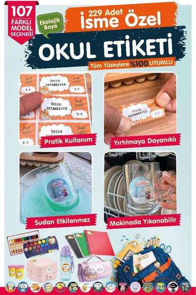 t tuğset etiket Okul Etiketi  Stitch Temalı Kalem Defter Etiketi Özel İsim Yazılabilen Etiket Seti - İsim Etiketi-T1
