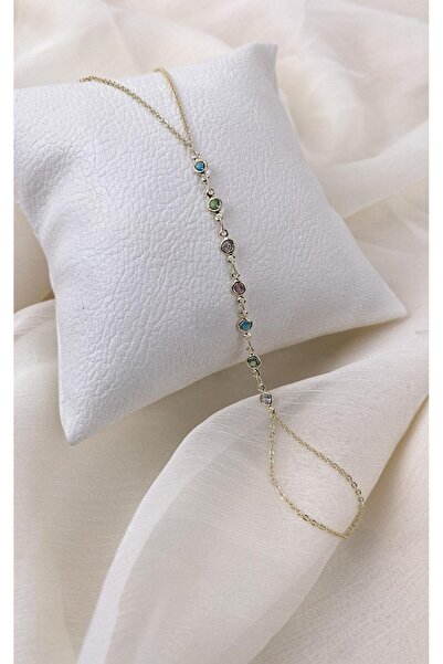 Sacha Accessories Colorful Stone Row Gold Şahmeran