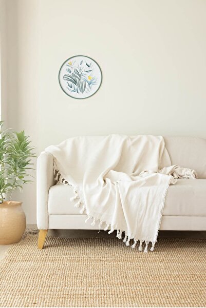 Koza Mix towel Калъф за диван с шарка на рибена кост в екрю цвят 180 x 210 см...