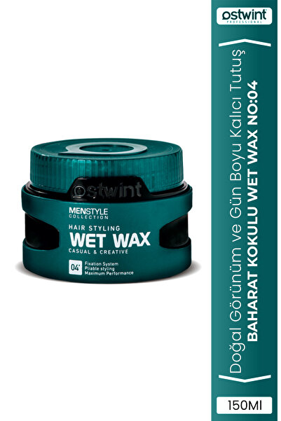 Ostwint Profesyonel Saç Şekillendirici Wet Wax, Doğal Ve Güçlü Tutuş, Uzun Süreli Etki, No:04 Wet Wax 150ml