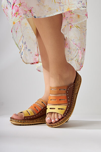 Limoya Γυναικείες παντόφλες από γνήσιο δέρμα Joelle Tan Comfort Laser Cut