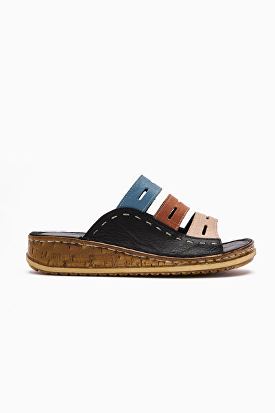 Limoya Γυναικείες παντόφλες από γνήσιο δέρμα Joelle Black Comfort Laser Cut