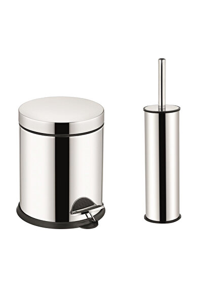 FKN سلة المهملات بدواسة من الفولاذ المقاوم للصدأ - مجموعة فرشاة المرحاض الصغي...