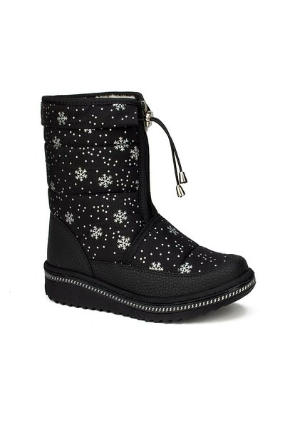 İmerShoes Lepetit Cizme de zăpadă pentru copii cu model de zăpadă Fermoar Lanț cu blană Talpă anti-alunecare 35-45