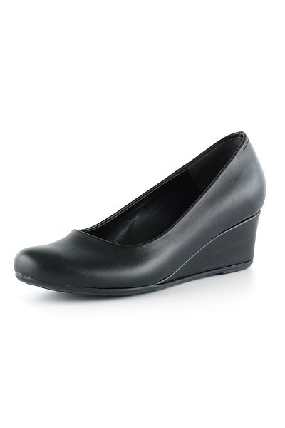 Erkan Saçmacı Maya Black Round Toe Wedge Heeled Casual Shoes