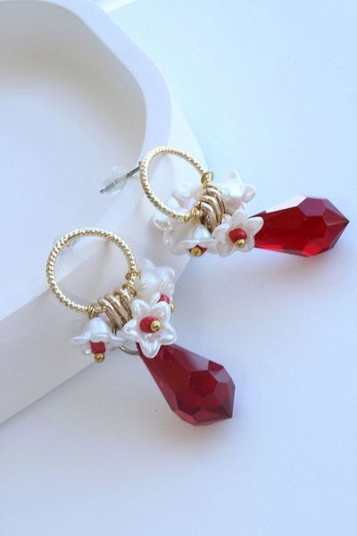 Leo'Stone Special Series Multicolor Pearl Flower Women's Steel Earrings