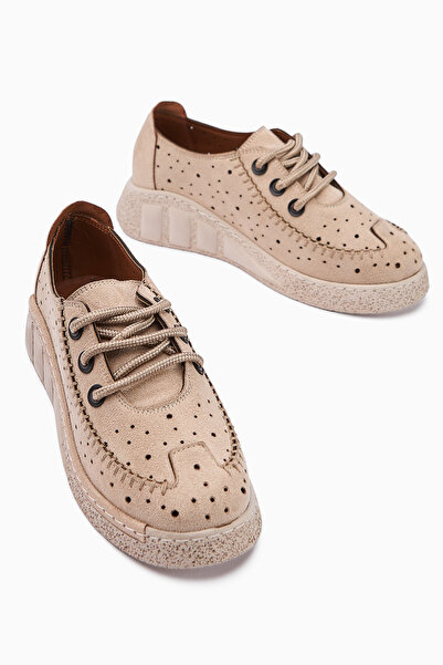 Limoya Juli Beige Suede Lace-Up Casual Women's Shoes Opportunity Product