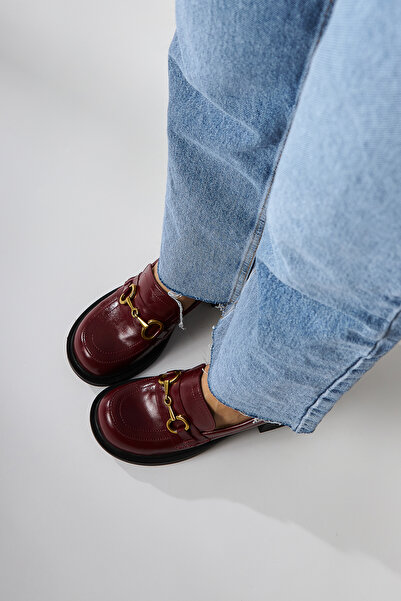 Limoya Berita Burgundy Thick Heeled Women's Shoes