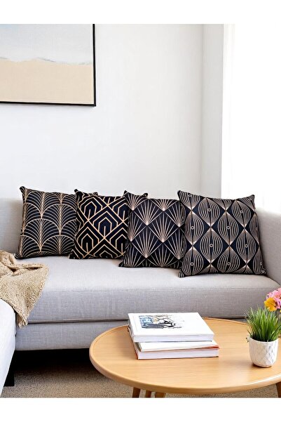 Home Σετ 4 καλύμματα μαξιλαριών διπλής όψης με ψηφιακή εκτύπωση σε χρυσό και ...