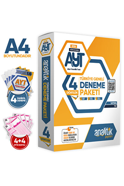 Analitik Yayınları 2026 Ayt Analitik Deneme Paketi Dört 4lük Türkiye Geneli D...