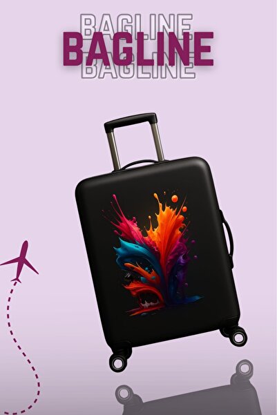 Bagline Lycra Flex Fabric Color Explosion Printed Valisă și husă pentru valiz...