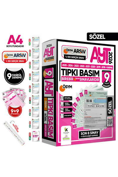 Karakutu Yayınları 2026 AYT SÖZEL ÖSYM Çıkmış Soru Tıpkı Basım 9lu Deneme Paketi Türkiye Geneli Video/PDFÇözümlü SET