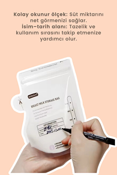 BEBEBAO Anne Sütü Saklama Poşeti 200 ml 10'lu