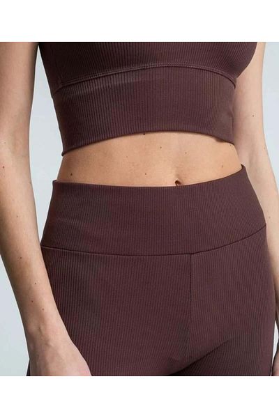 modamtn High Waist Ribbed Leggings - Brown