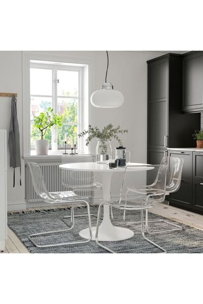 IKEA DOCKSTA/TOBIAS, mutfak masası takımı, beyaz, 4 sandalyeli