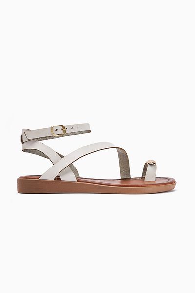 Limoya Γυναικεία σανδάλια Anisa White Cross Strap Flip Flop Buckle