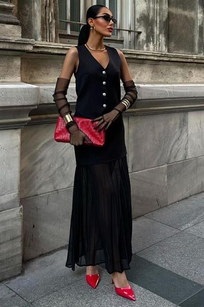 modamtn Premium Suit with Vest and Pleated Skirt 10096