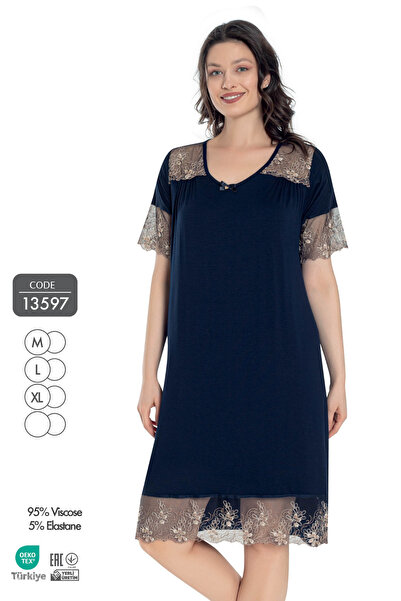 Cotpark 13597 Model cu mânecă scurtă și cămașă de noapte din dantelă