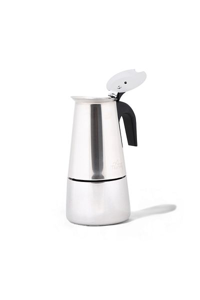 Any Morning وعاء موكا من الفولاذ المقاوم للصدأ، 200 مل، قاعدة حثية، 4 أكواب، صمام أمان، متين وآمن