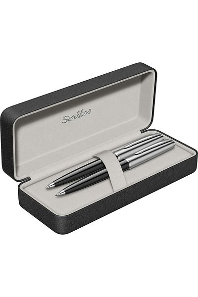 Scrikss 78 Ballpen + Versatile Double Set Black (Lifetime Warranty-Luxury Box)
