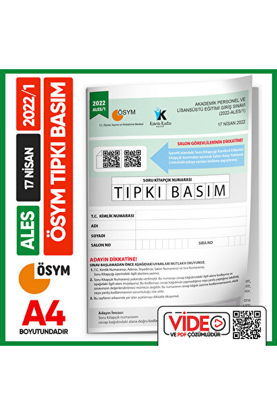 İnformal Yayınları Ales 2022/1 Ösym Tıpkı Basım Çıkmış Soru Deneme Kitapçığı ...