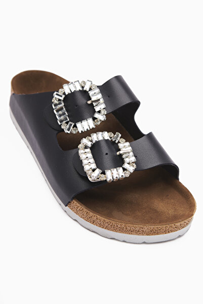 Limoya Brisa Lacivert Двохсмугові капці з камінцями та деталями