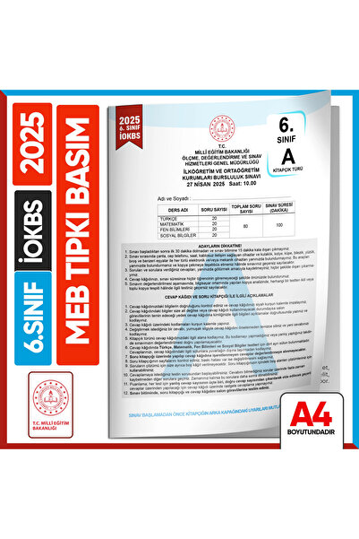 Karakutu Yayınları 2025 6.Sınıf İOKBS BURSLULUK MEB Tıpkı Basım Çıkmış Soru K...