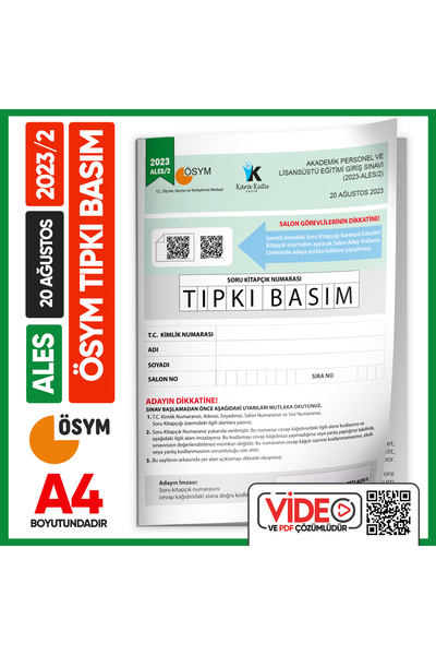 Karakutu Yayınları Ales 2023/2 Ağustos Ösym Tıpkı Basım Çıkmış Soru Deneme Ki...