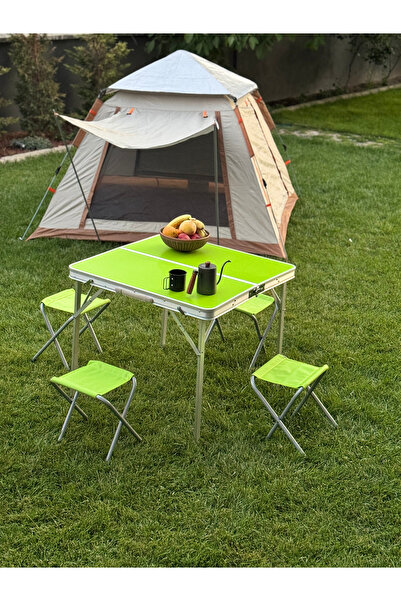 MODULBOX KATLANABİLİR, 80X80 ,KAMP MASA TAKIMI, 4 TABURELİ, ALÜMİNYUM, PİKNİK...