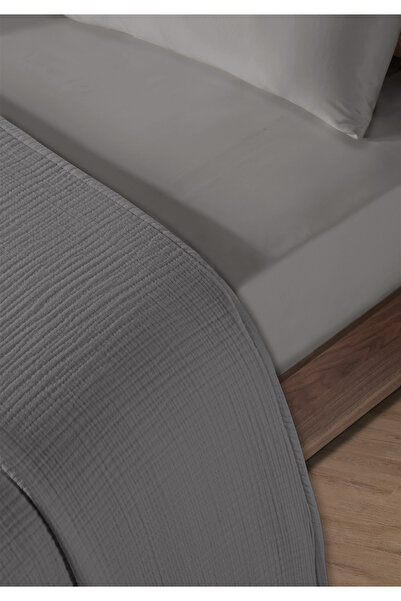 Evim 100% φυσικό βαμβάκι 4 στρώσεων μουσελίνα Luxury διπλό σετ πικέ σκούρο γκρι 200x230cm