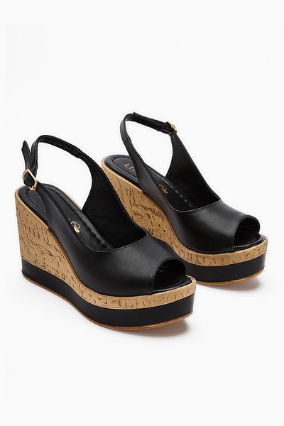 Limoya Γυναικεία παπούτσια Jenny Black Wedge με τακούνι