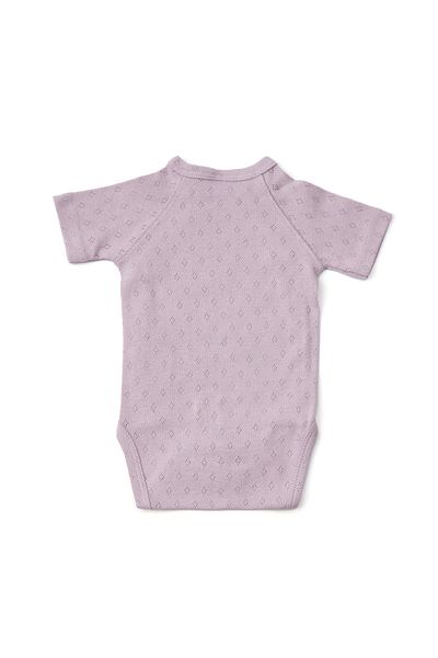 OEM Body cu maneca scurta nou-nascut, din bumbac cu model pointelle, roz