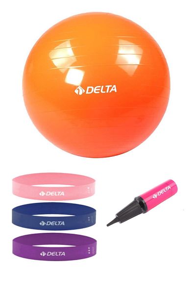 Delta 180 Cm - 200 Cm Length Pilates Ball and Squat Band Set, 85 Cm Resistance Rubber Pump