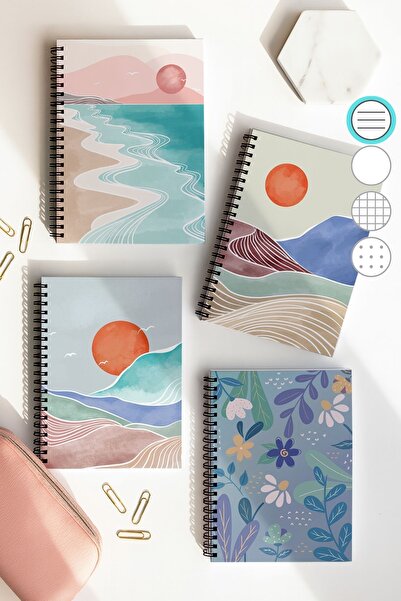 Eldesen Tasarım مجموعة دفاتر مدرسية مخططة حلزونية، مقاس A5، 50 ورقة، 100 صفحة...