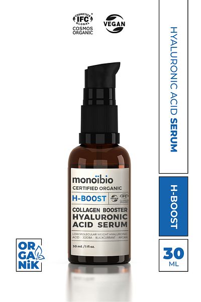 Monoibio مصل حمض الهيالورونيك العضوي المعتمد من H-Boost 30 مل - مصل ترطيب مكثف ليلاً ونهارًا