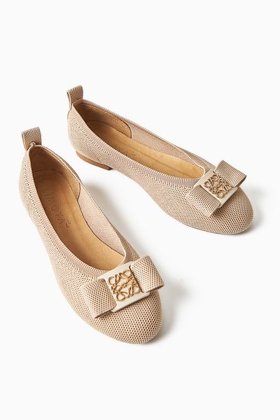 Limoya Bloop Beige Bow Women's Ballerina Comfortable Daily Shoes