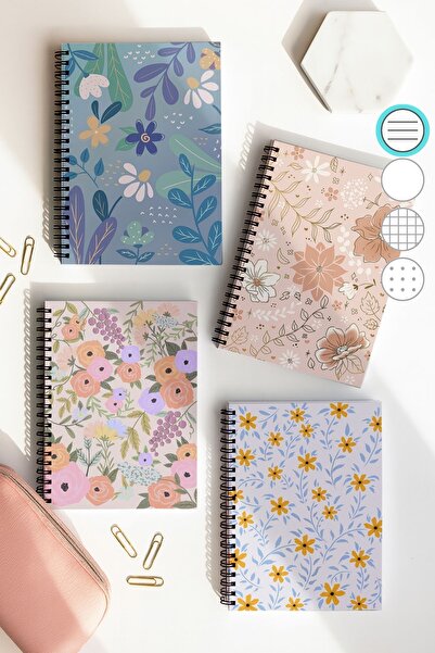 Eldesen Tasarım مجموعة دفاتر مدرسية مخططة حلزونية، مقاس A5، 50 ورقة، 100 صفحة...