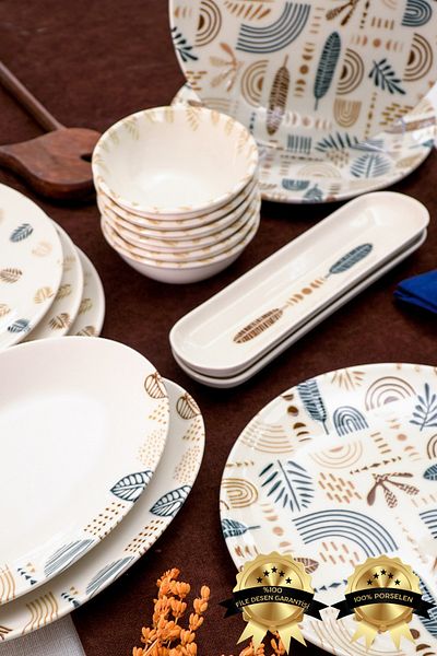 Heda Porselen Başak 6-Person 16 Piece Breakfast Set