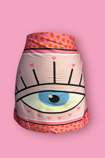 BAHELS Pareo Design Special cu Motiv Ochi Roz - 45*145 Cm