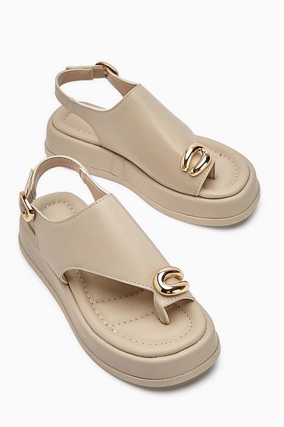 Limoya Sandale Troya Beige Flip Flop cu cataramă pentru damă