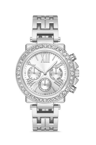 Louis Genessio Zircon Stone Silver Women's Wristwatch