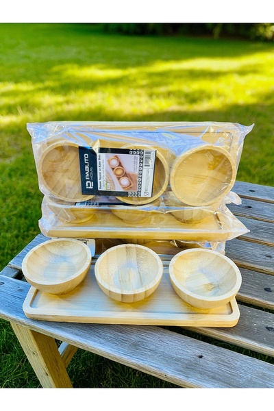 Bambu SUNUMLUK 4 PARÇA SET 3 ADET X 4 CM KASE DERİNLİĞ x 18 TABAK UZUNLUĞU AK...
