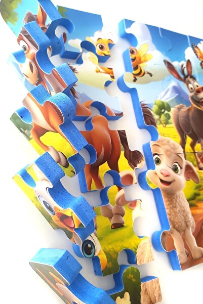 EVAKANCA 35 Parçalı Kalın Çocuk Puzzle Yapboz Çiftlik Hayvanları