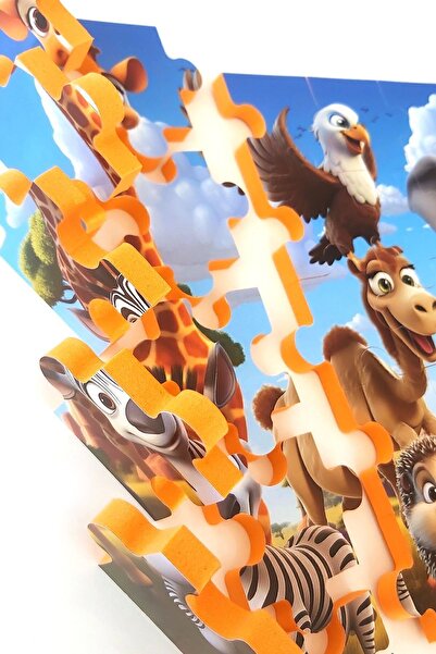 EVAKANCA 35 Parçalı Kalın Çocuk Puzzle Yapboz Yabani Hayvanlar